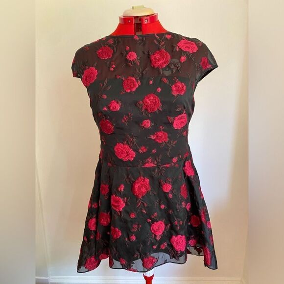 LELA ROSE Cap Sleeve Rose Peplum Top​ - Picture 16 of 16